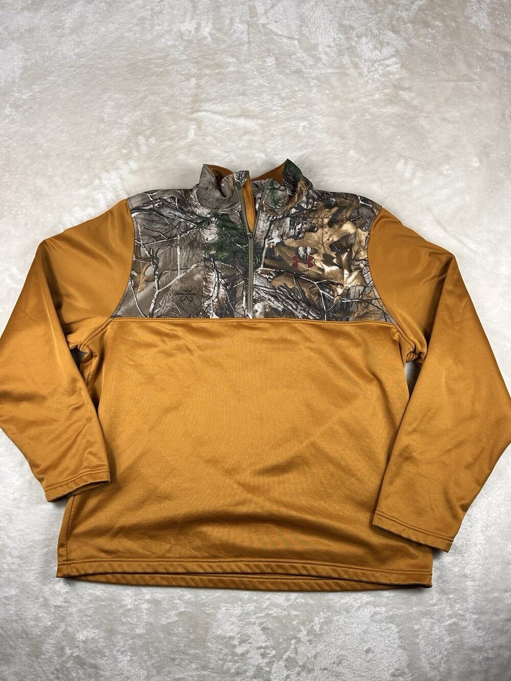 Under Armour Jacket Mens XL Camo 1/4 Zip Pullover Cold Gear Hunting Realtree